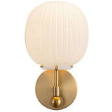 Cherise Wall Vanity Light Brushed Gold Glossy Ribbed Opal Glass By Alora - Front View