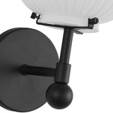 Cherise Wall Vanity Light Matte Black Glossy Ribbed Opal Glass By Alora - Detailed View1