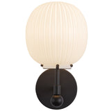 Cherise Wall Vanity Light Matte Black Glossy Ribbed Opal Glass By Alora - Front View