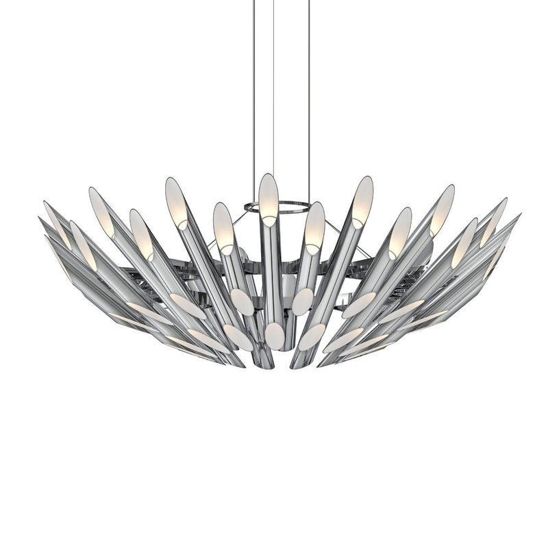Chimes Chandelier Round Polished Chrome By Sonneman