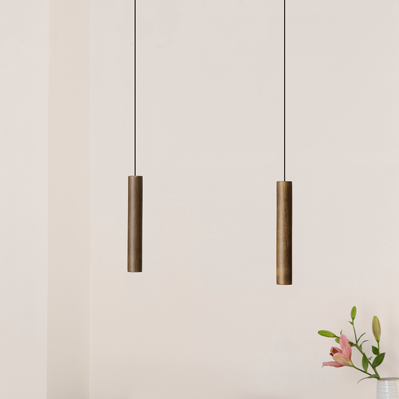 Chimes Pendant Light Black Oak Small By UMAGE  Lifestyle View