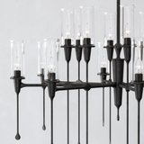 Chisel 16 Light Chandelier by Hudson Valley in Black Iron, close up
