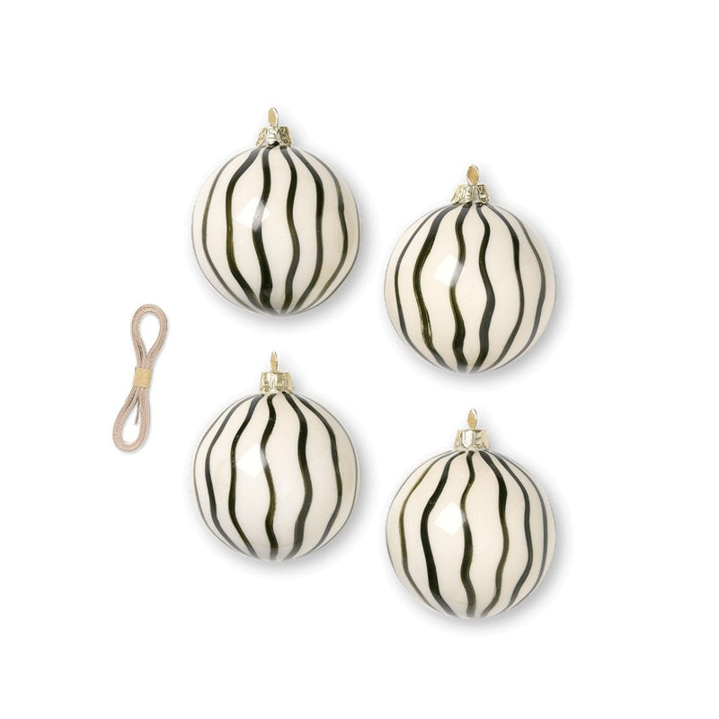 Christmas Glass Ornaments Lines - Green by Ferm Living