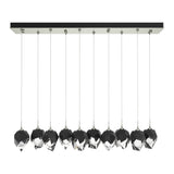 Chrysalis 10-Light Crystal Linear Suspension Small in Sterling, Black Crystal by Hubbardton Forge