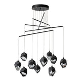 Chrysalis 10-Light Crystal Mobile Chandelier, shown in Black, Black Crystal, Standard, by Hubbardton Forge