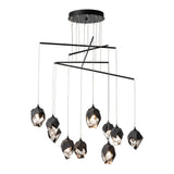 Chrysalis 10-Light Crystal Mobile Chandelier, shown in Black, Black Crystal, Standard, by Hubbardton Forge