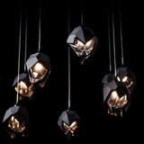 Chrysalis 10-Light Crystal Mobile Chandelier detail in Black, Black Crystal, Standard, by Hubbardton Forge