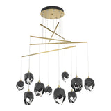 Chrysalis 10-Light Crystal Mobile Chandelier in Modern Brass, Black Crystal, Standard by Hubbardton Forge