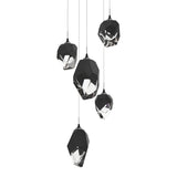 Chrysalis 5-Light Mixed Crystal Pendant - Black Black Polished