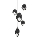 Chrysalis 5-Light Mixed Crystal Pendant - Dark Smoke Black Polished