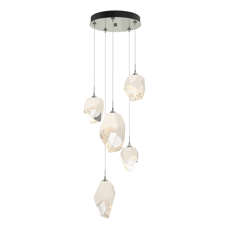 Chrysalis 5 Light Mixed Crystal Pendant Sterling WP Long By Hubbardton Forge