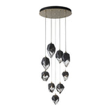 Chrysalis 9-Light Mixed Crystal Chandelier, shown in Modern Brass, Black Crystal, Long, by Hubbardton Forge