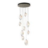 Chrysalis 9-Light Mixed Crystal Chandelier, shown in Modern Brass, White Crystal, Long, by Hubbardton Forge