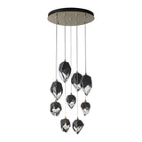 Chrysalis 9-Light Mixed Crystal Chandelier, shown in Modern Brass, Black Crystal, Long, by Hubbardton Forge