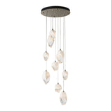 Chrysalis 9-Light Mixed Crystal Chandelier, shown in Modern Brass, White Crystal, Long, by Hubbardton Forge