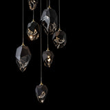 Chrysalis 9-Light Mixed Crystal Chandelier detail in Modern Brass, Black Crystal, Long, by Hubbardton Forge