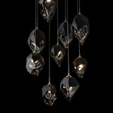 Chrysalis 9-Light Mixed Crystal Chandelier detail in Modern Brass, Black Crystal, Long, by Hubbardton Forge
