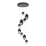 Chrysalis 9-Light Mixed Crystal Chandelier in Ink, Black Crystal, Long by Hubbardton Forge