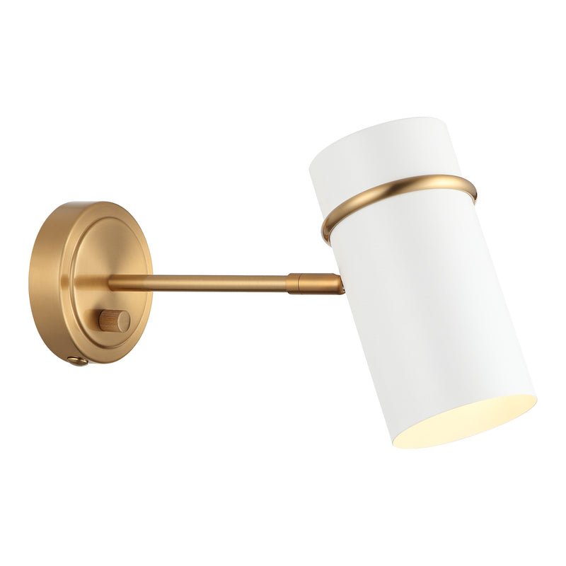 Cilindro Wall Sconce 8 Inch Aged Gold Brass & White