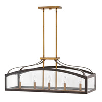 Clarendon Large Five Light Linear Chandelier - Bronze - by Hinkley