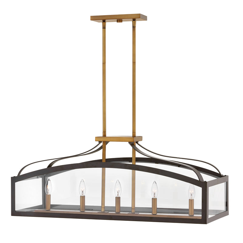 Clarendon Large Five Light Linear Chandelier - Bronze - by Hinkley