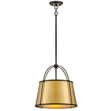 Clarke Drum Pendant 16.25 Inch Black With Lacquered Dark Brass Accents By Hinkley