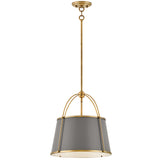 Clarke Drum Pendant 16.25 Inch Lacquered Dark Brass With Dark Matte Grey Accents By Hinkley