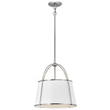 Clarke Drum Pendant 16.25 Inch Polished Nickel With Matte White Accents By Hinkley