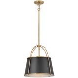Clarke Drum Pendant 16.25 Inch Warm Brass With Black Accents By Hinkley