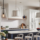 Clarke Drum Pendant 25.25 Inch Polished Nickel With Matte White Accents By Hinkley - Lifestyle View1