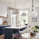 Clarke Drum Pendant 25.25 Inch Polished Nickel With Matte White Accents By Hinkley - Lifestyle View