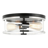Clarke Round Flush Mount 13 Inch Black + Chrome