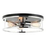 Clarke Round Flush Mount 16 Inch Black + Chrome