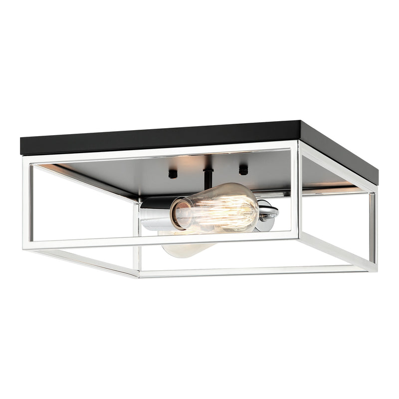 Clarke Square Flush Mount 13 Inch Black + Chrome
