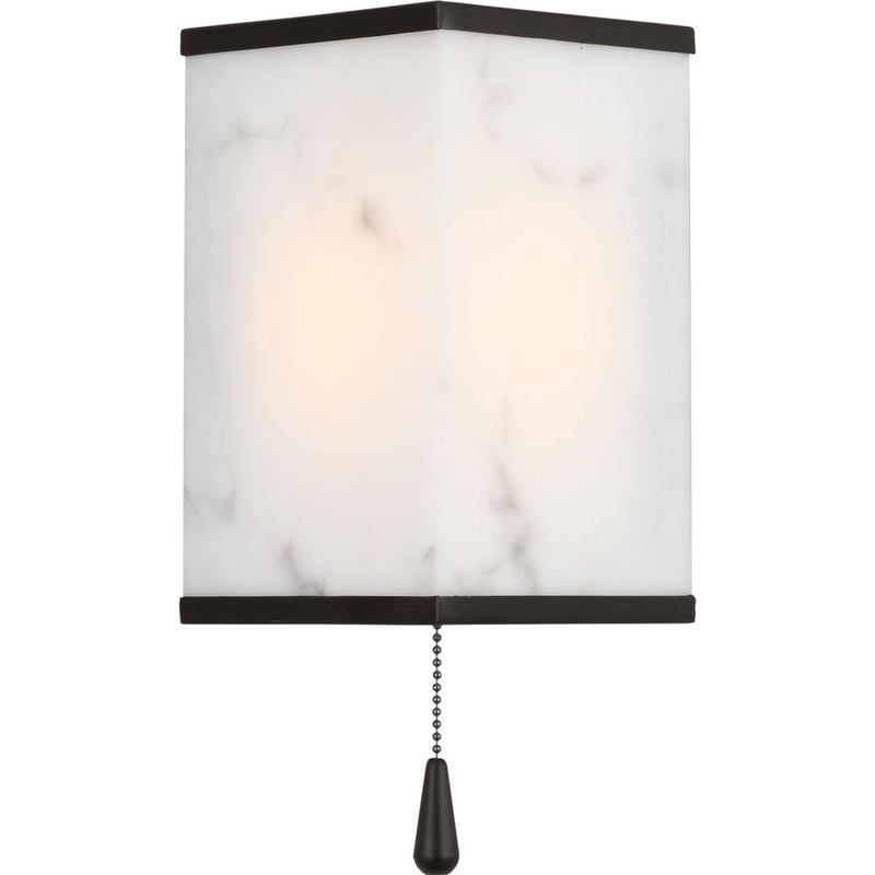 Cleor Wall Sconce — 8", Faux Alabaster, Aged Iron