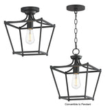 Clifton Single Semi-Flush Pendant Black by Maxim Lighting