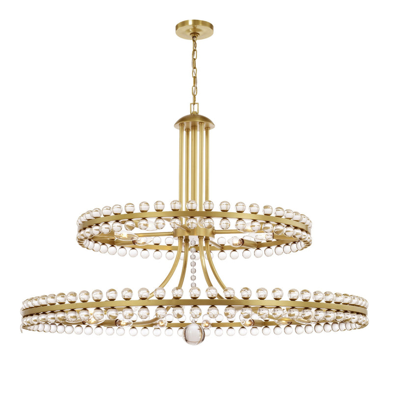 Clover 2-Tier Chandelier 39.25'' Aged Brass