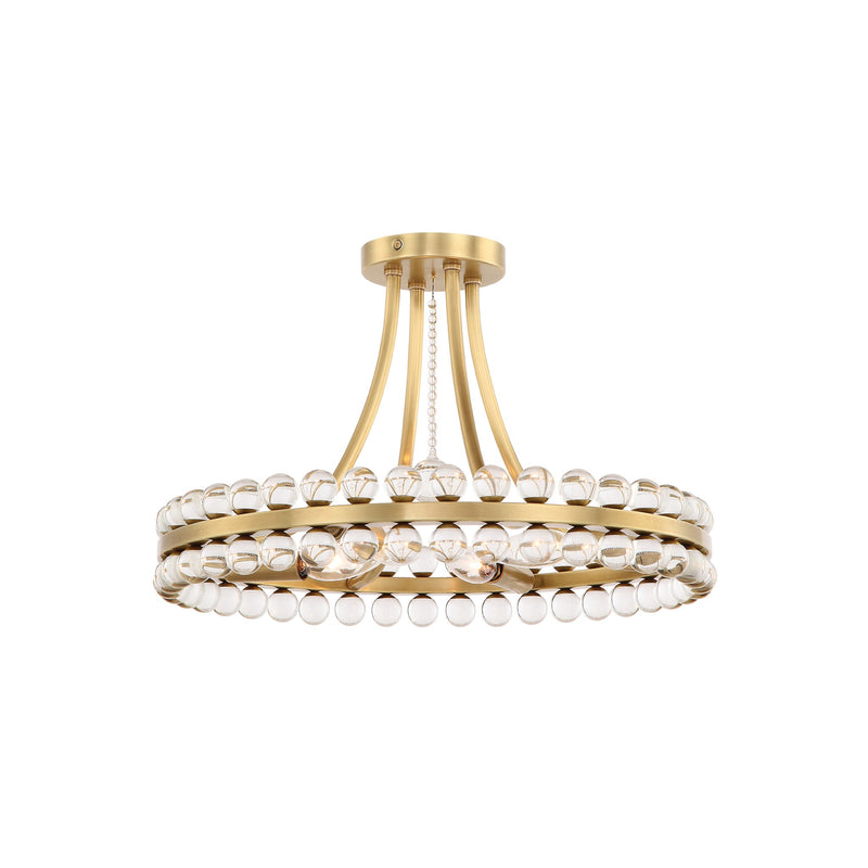 Clover Semi Flush Mount 18.25'' Aged Brass