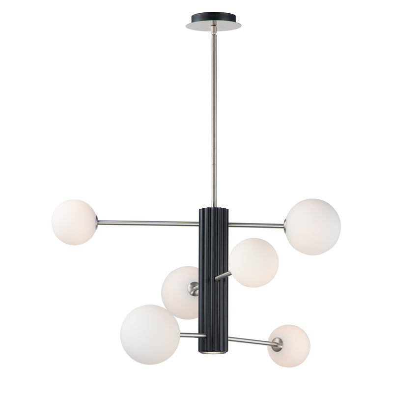 Cog 7-Light LED Chandelier by ET2 - Black / Satin Nickel