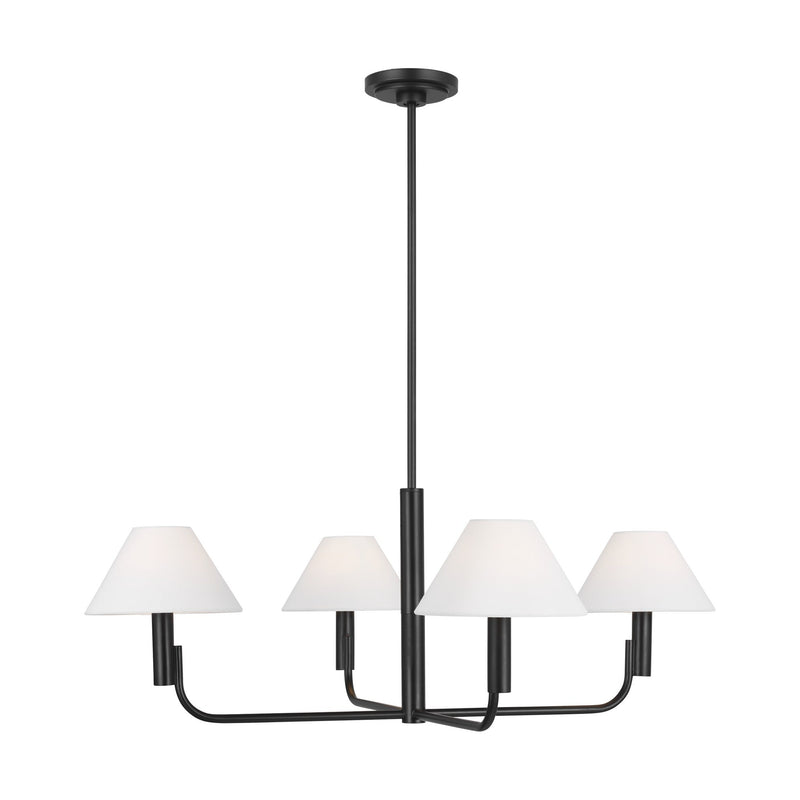 Colfax Chandelier — 34 1/2", White Linen, Aged Iron