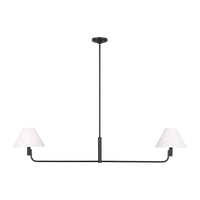 Colfax Linear Chandelier — 54 1/2", White Linen, Aged Iron