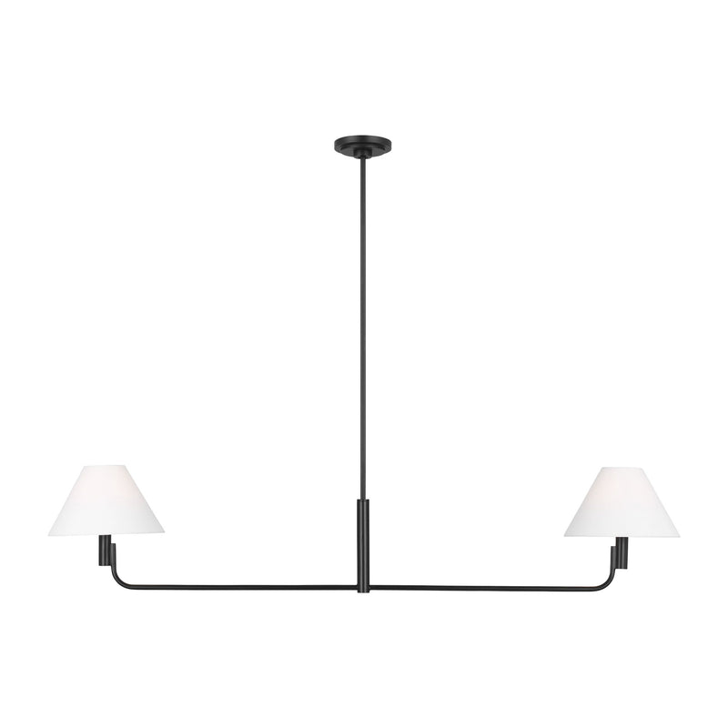 Colfax Linear Chandelier — 54 1/2", White Linen, Aged Iron