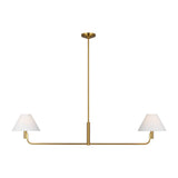 Colfax Linear Chandelier — 54 1/2", White Linen, Burnished Brass