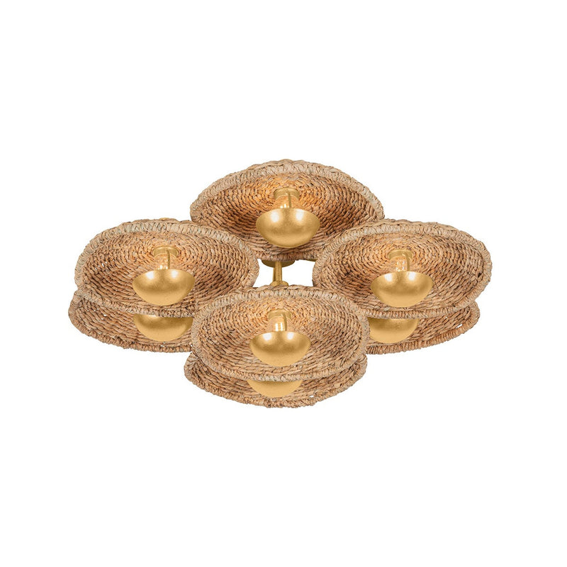 Colline Semi Flush - 7 Light in Vintage Gold Leaf by Corbett