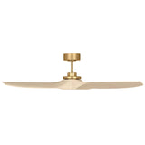 Collins Smart Ceiling Fan Brunished Brass Housing Wasted White Oak Blades By Visual Comfor Fan Collection - Side View
