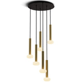 Combi 6 Light Suspension By Koncept, Glass Ball, Finish: Brass, Size: 12 Inch