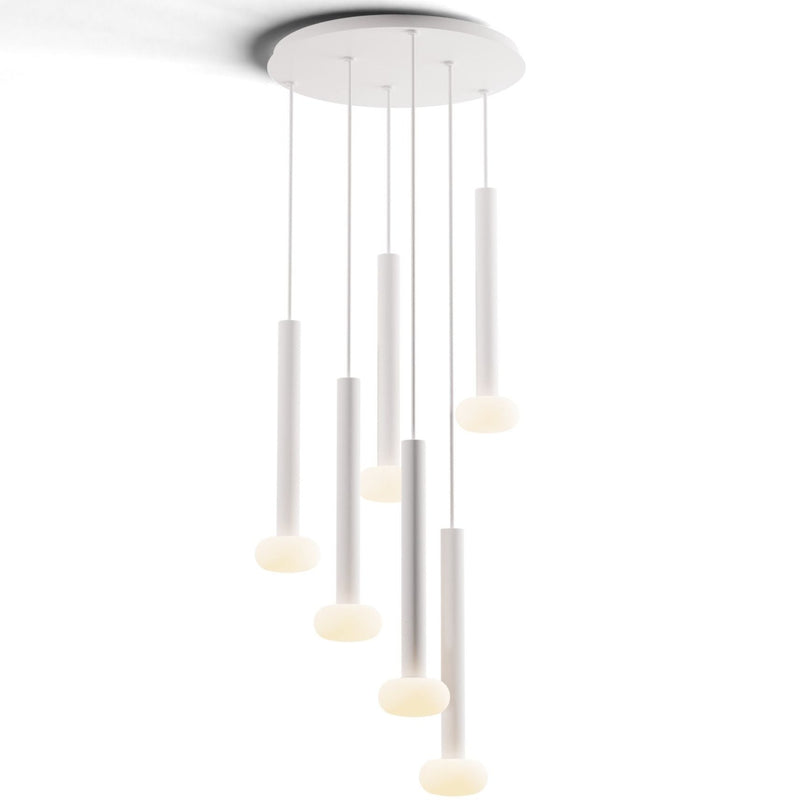 Combi 6 Light Suspension By Koncept, Glass Ball, Finish: Matte White, Size: 16 Inch
