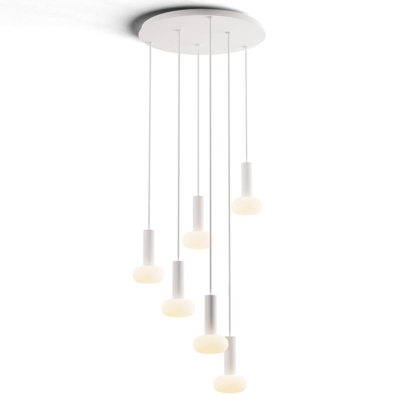 Combi 6 Light Suspension By Koncept, Glass Ball, Finish: Matte White, Size: 6 Inch