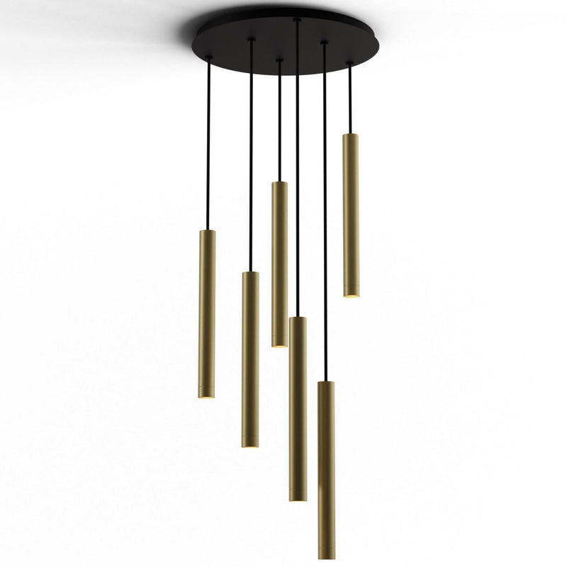 Combi 6 Light Suspension By Koncept, Light Only, Finish: Brass, Size: 16 Inch