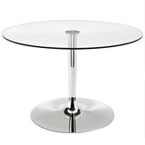 PLANET CS4005-FD 120 ROUND DINING TABLE BY CONNUBIA, TOP: TEMPERED GLASS, COLUMN/FLOOR: CHROMED, | CASA DI LUCE LIGHTING